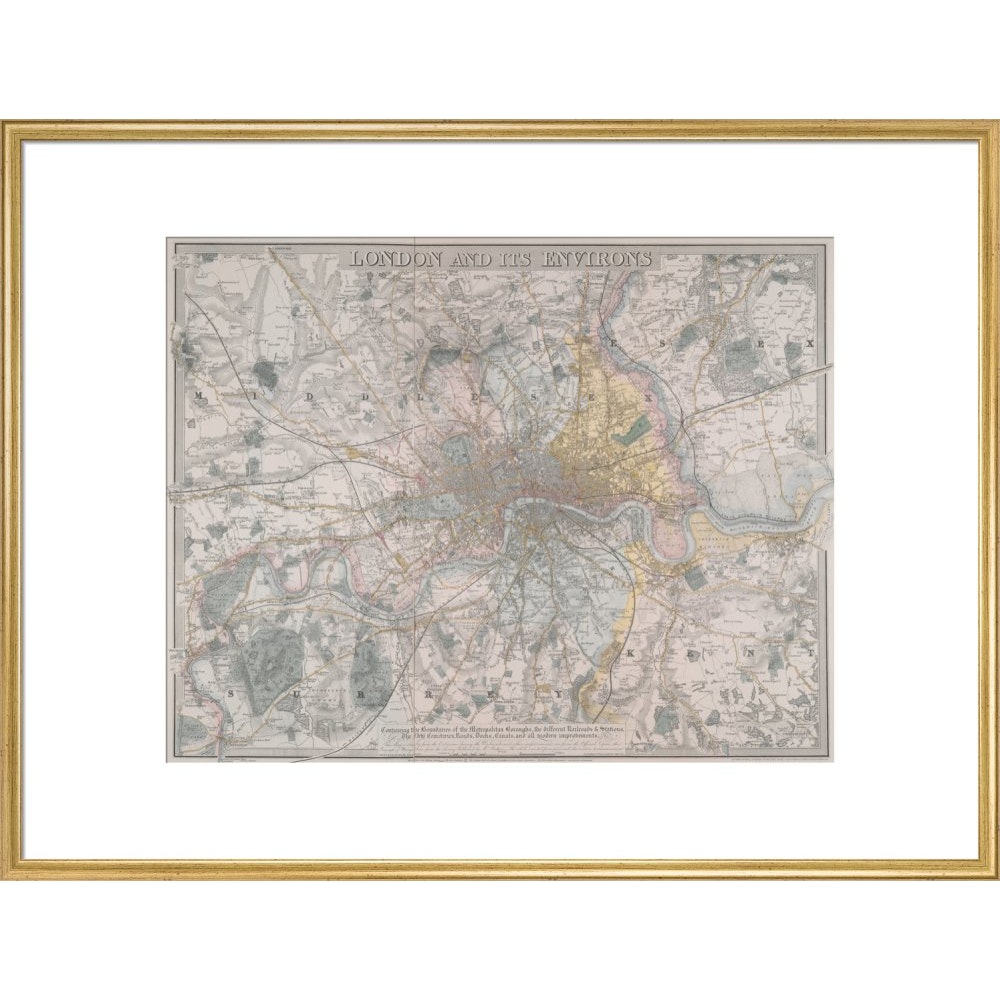 Map of London print in gold frame
