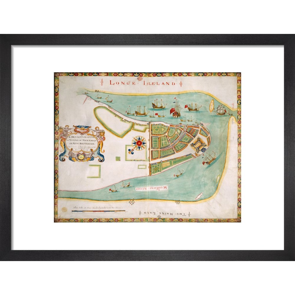 Map of New York or New Amsterdam print in black print