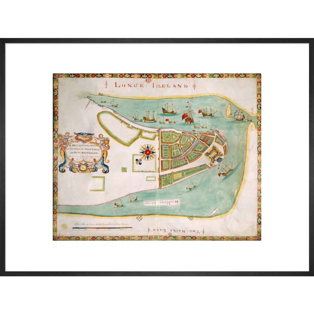 Map of New York or New Amsterdam print in black print
