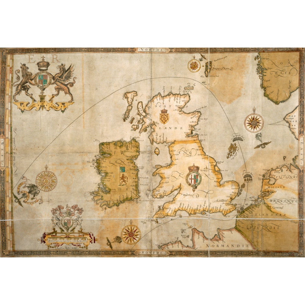 Map of the Spanish Armada and the British Isles print
