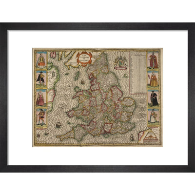 Map of the Kingdom of England print in black frame