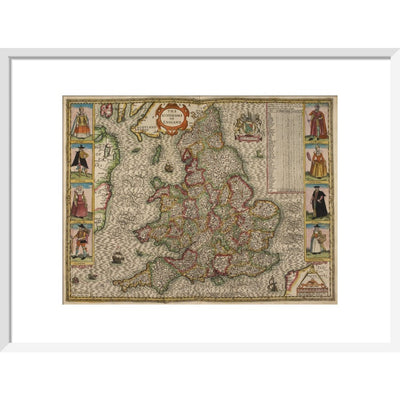 Map of the Kingdom of England print in white frame