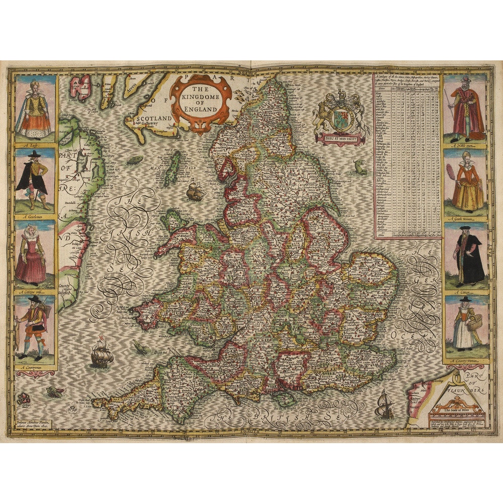 Map of the Kingdom of England print