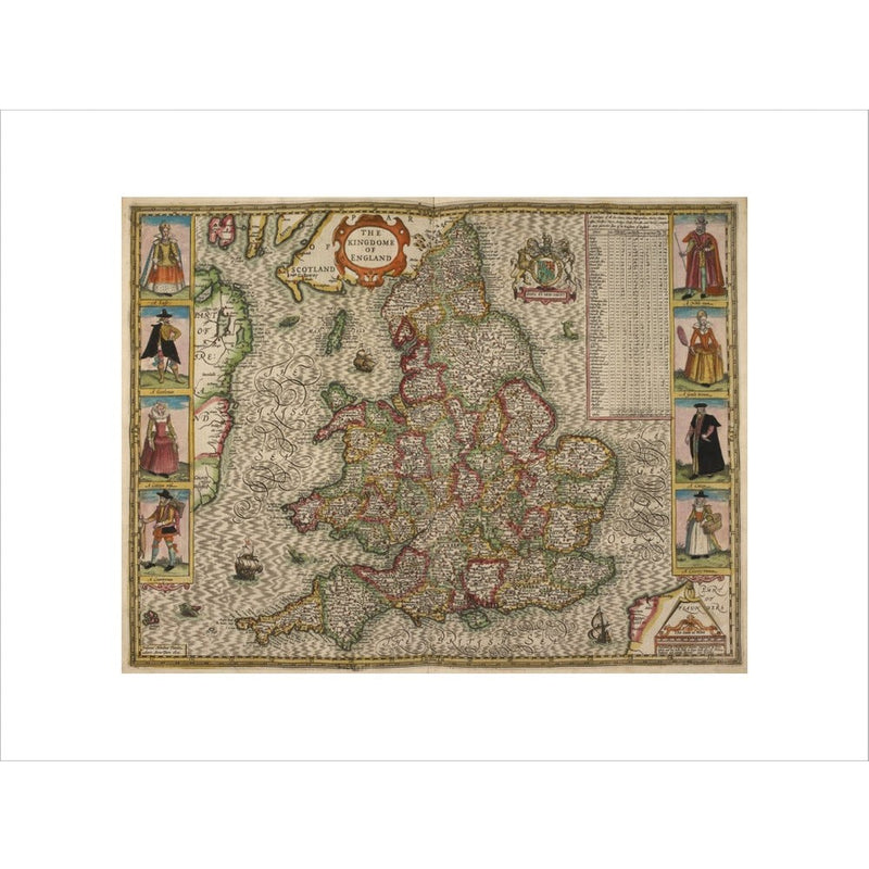 Map of the Kingdom of England print