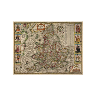 Map of the Kingdom of England print unframed