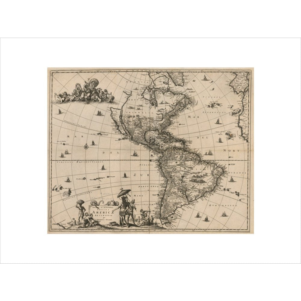 North and South America print unframed