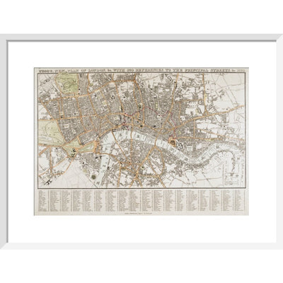 Plan of London print in white frame