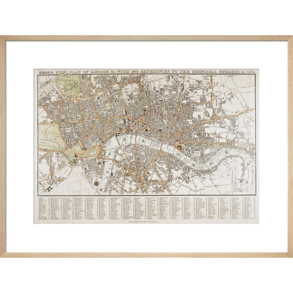 Plan of London print in natural frame