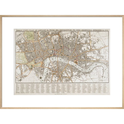 Plan of London print in natural frame