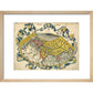 Ptolemic World Map print in natural frame