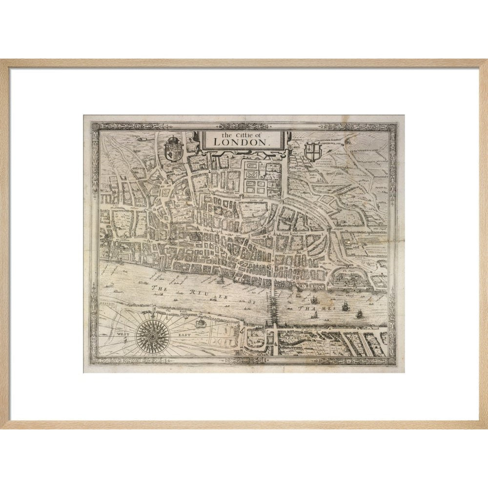 The Cittie of London print in natural frame
