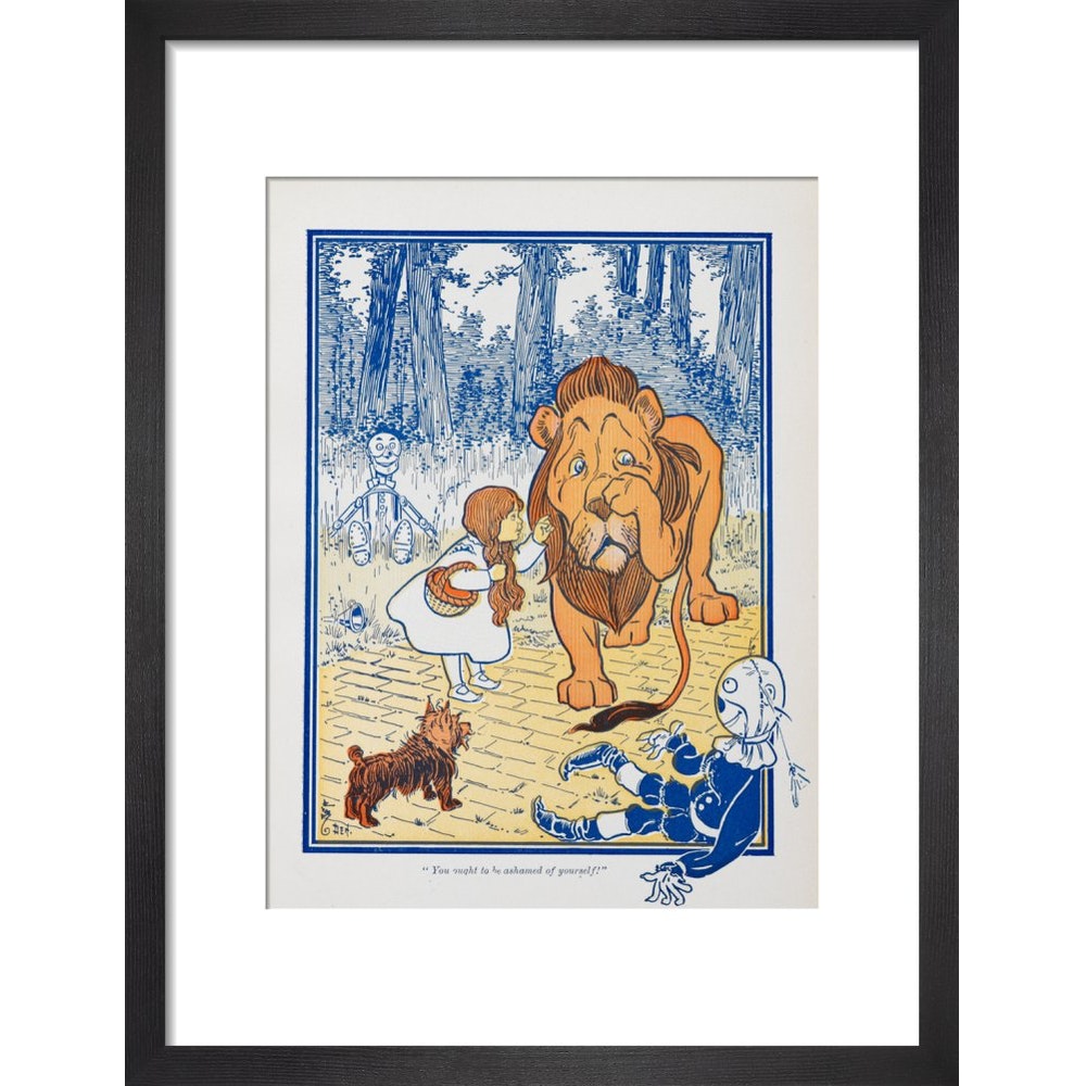 The Cowardly Lion print in black frame
