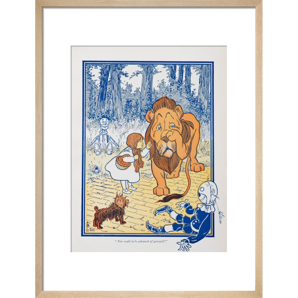 The Cowardly Lion print in natural frame