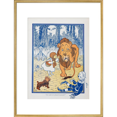The Cowardly Lion print in gold frame