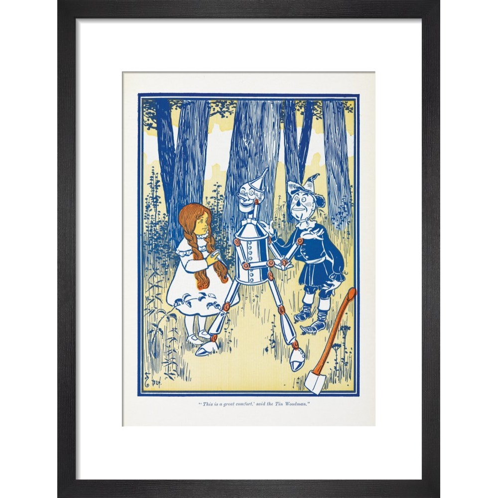 Dorothy, Tin Woodman and the Scarecrow print in black frame