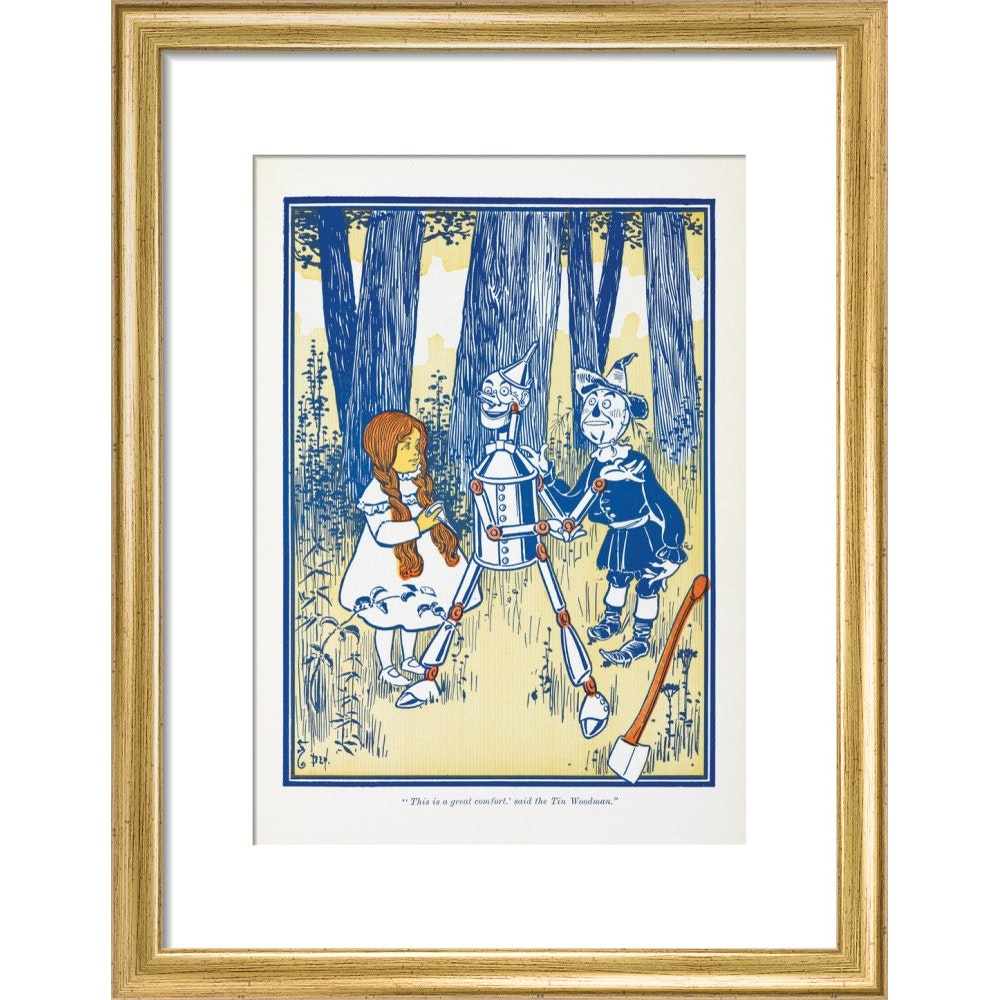 Dorothy, Tin Woodman and the Scarecrow print in gold frame