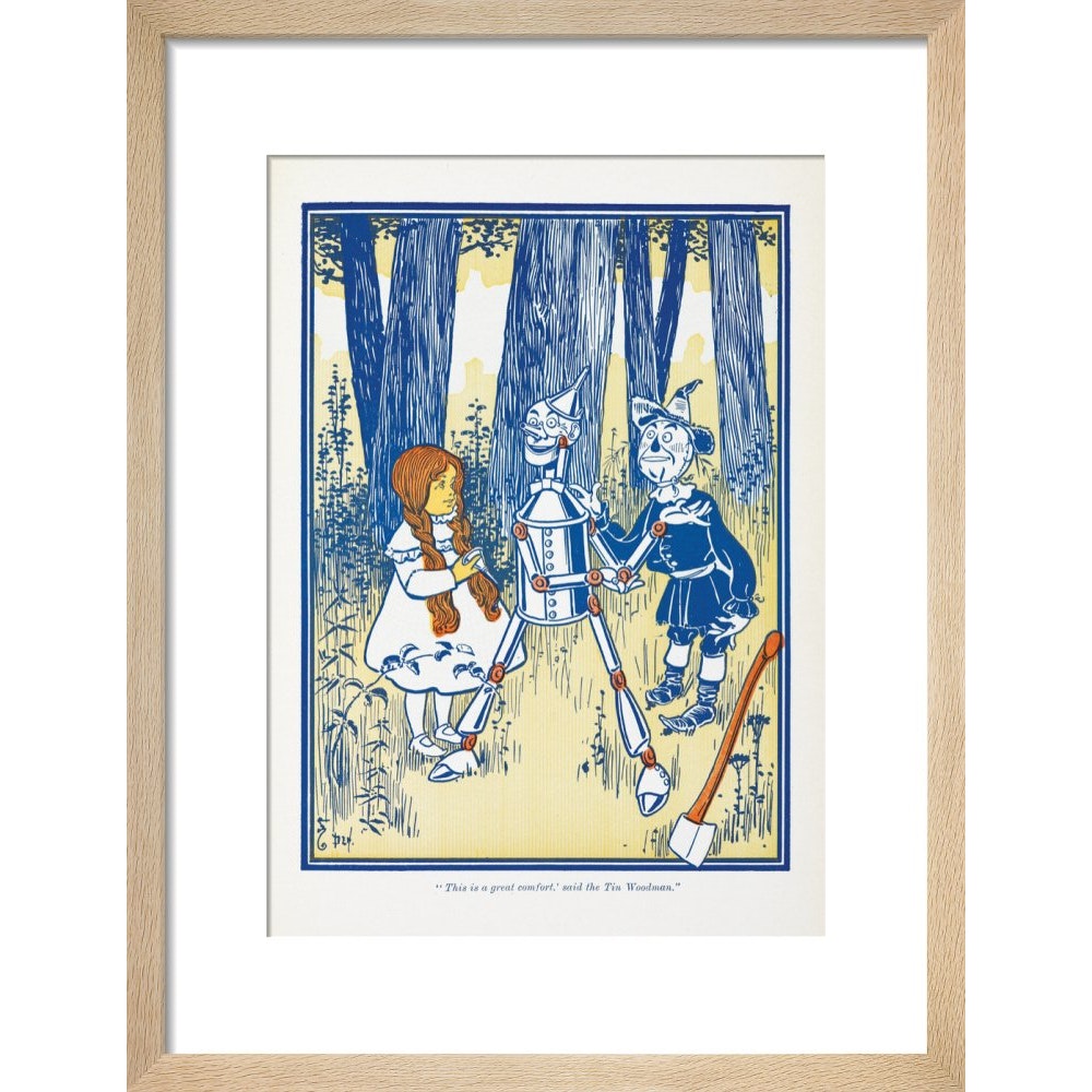 Dorothy, Tin Woodman and the Scarecrow print in natural frame