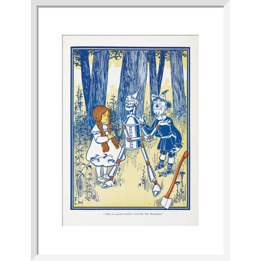 Dorothy, Tin Woodman and the Scarecrow print in white frame