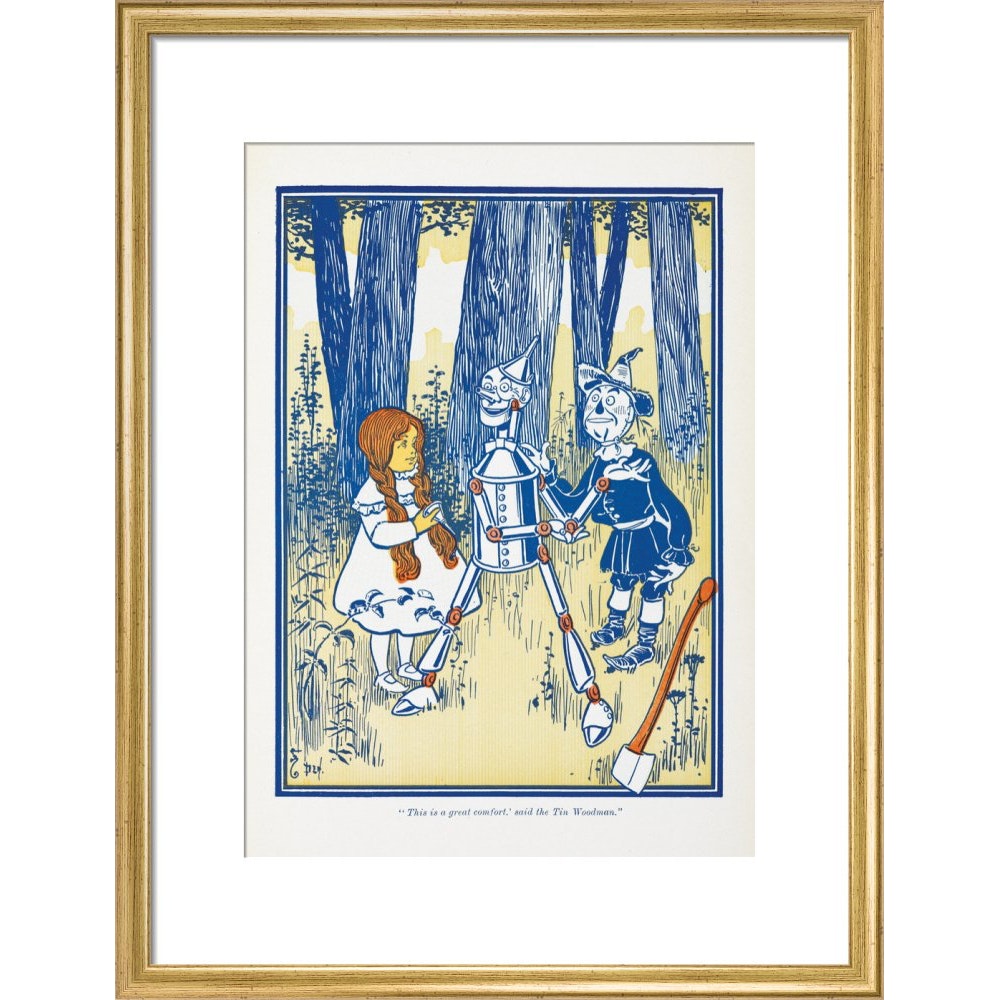 Dorothy, Tin Woodman and the Scarecrow print in gold frame