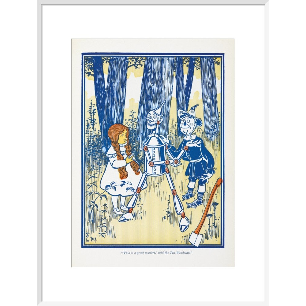 Dorothy, Tin Woodman and the Scarecrow print in white frame