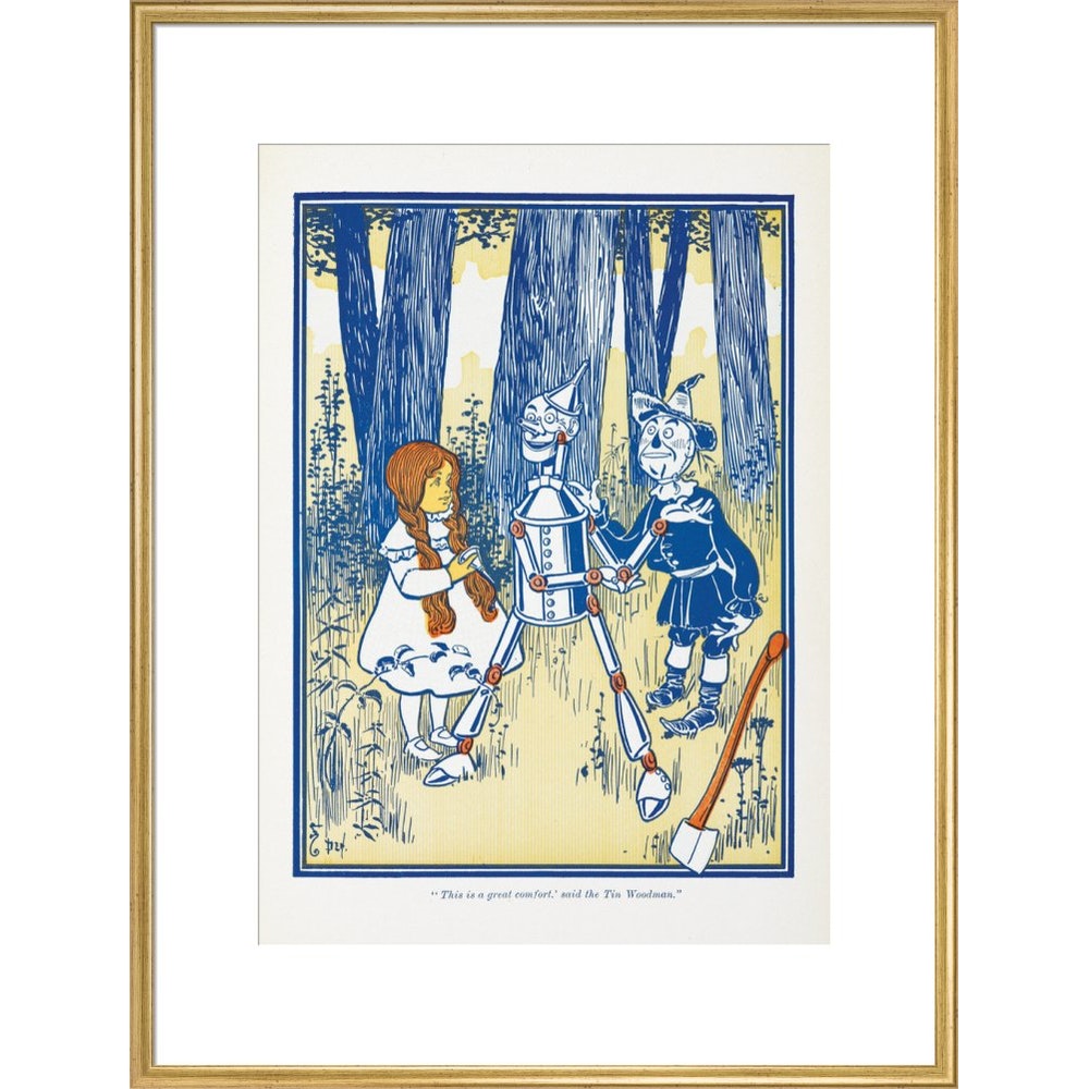 Dorothy, Tin Woodman and the Scarecrow print in gold frame