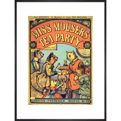Miss Mouser's Tea Party print in black frame