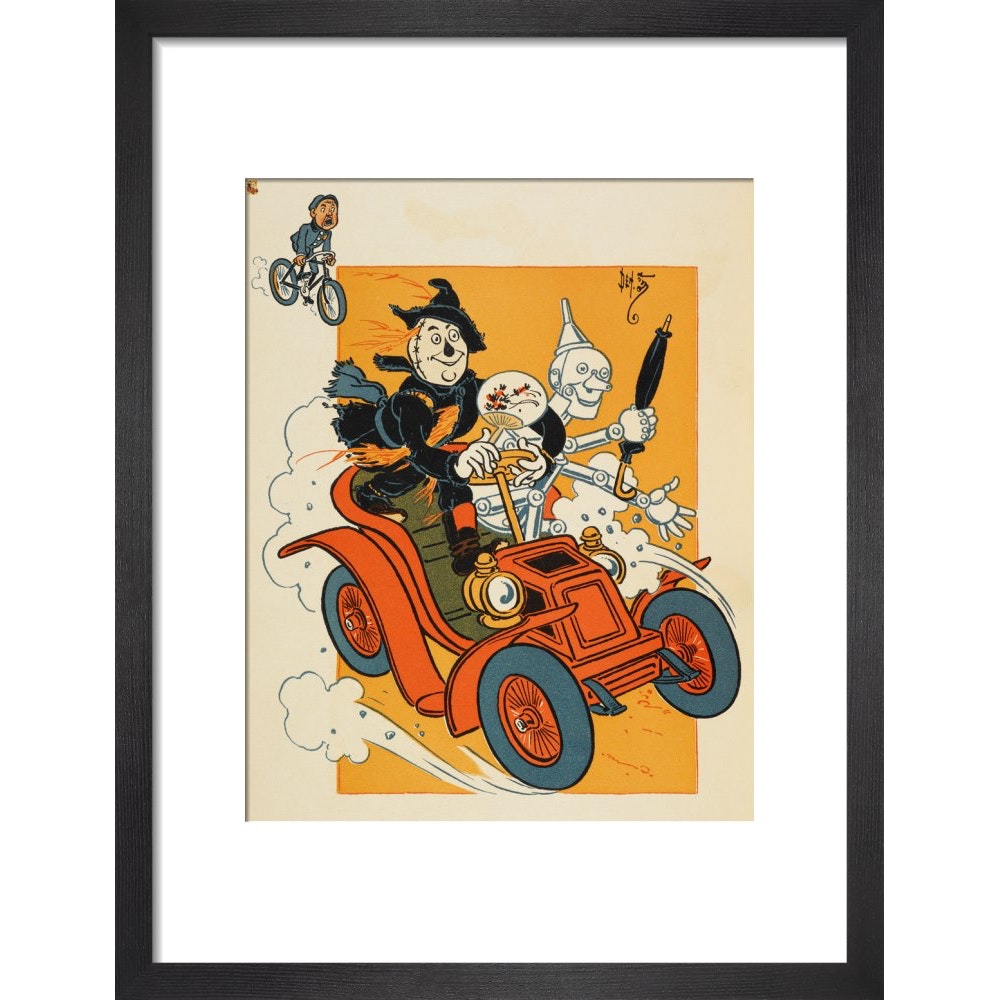 The Scarecrow and Tin-man Driving print in black frame