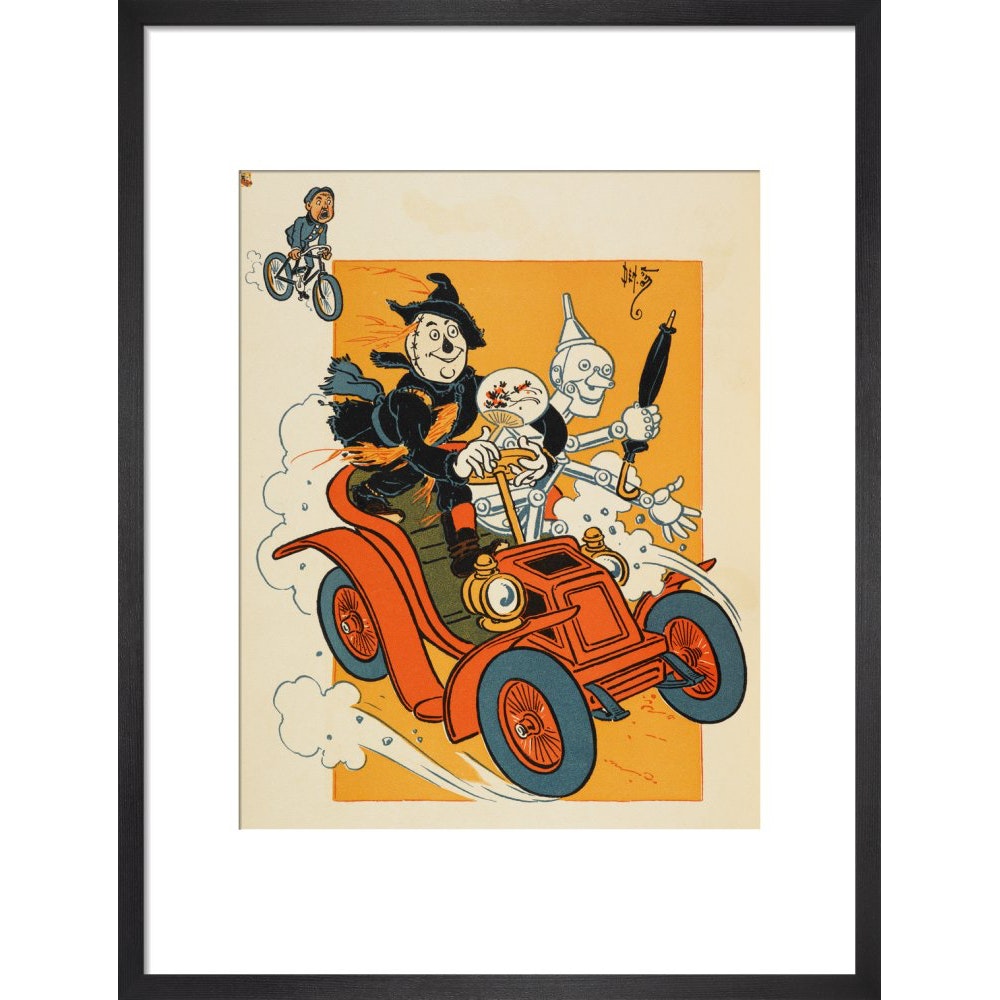 The Scarecrow and Tin-man Driving print in black frame