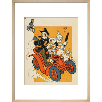 The Scarecrow and Tin-man Driving print in natural frame
