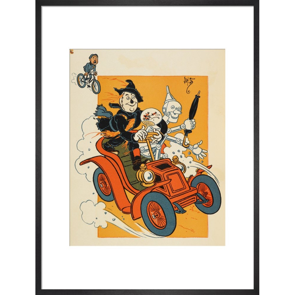 The Scarecrow and Tin-man Driving print in black frame