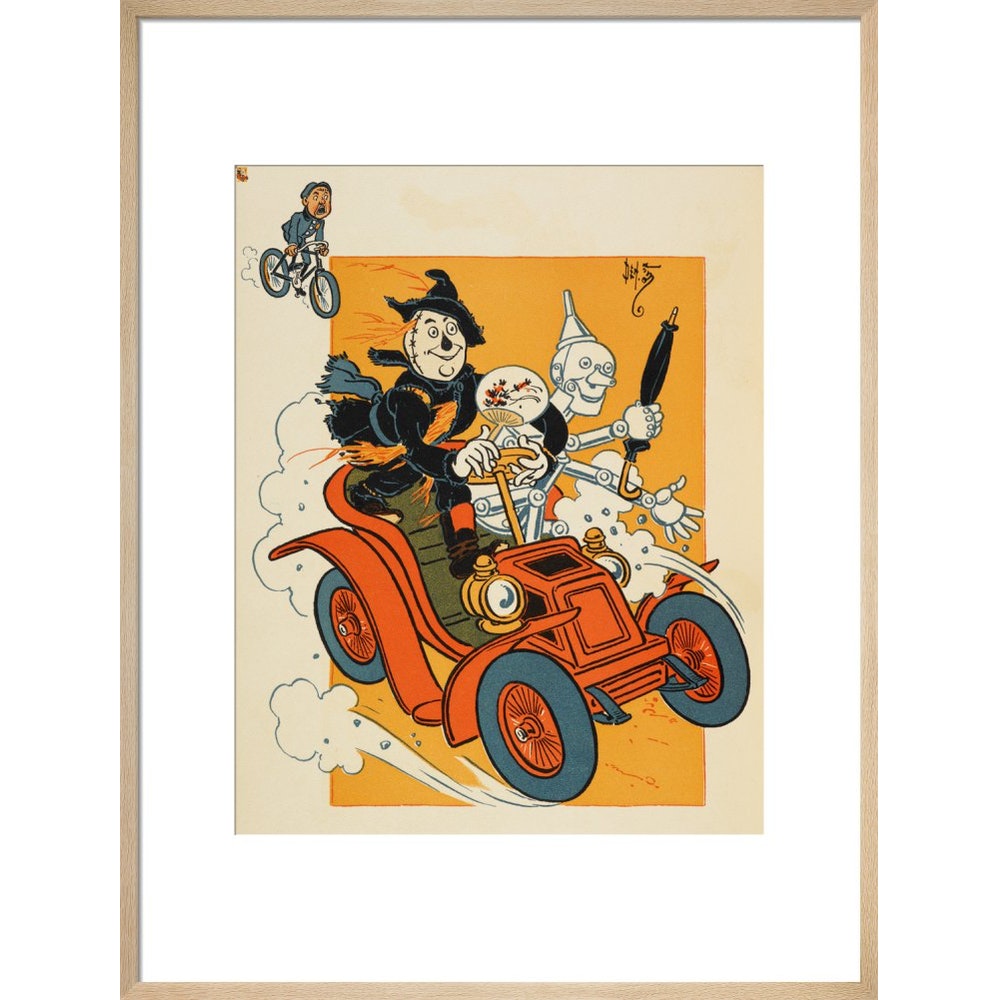 The Scarecrow and Tin-man Driving print in natural frame