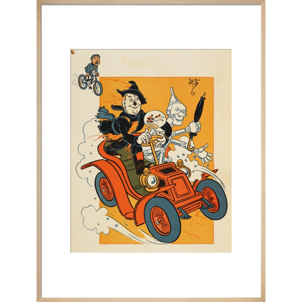 The Scarecrow and Tin-man Driving print in natural frame