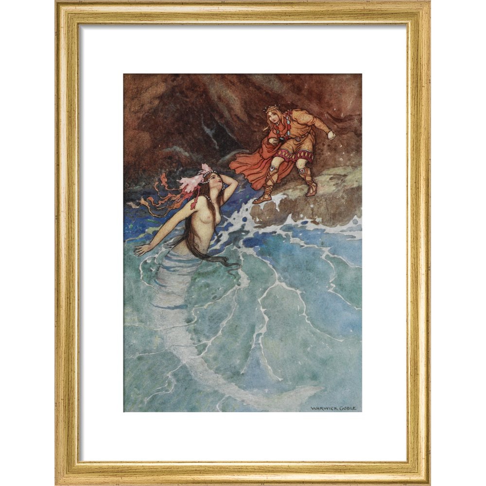 Mermaid print in gold frame