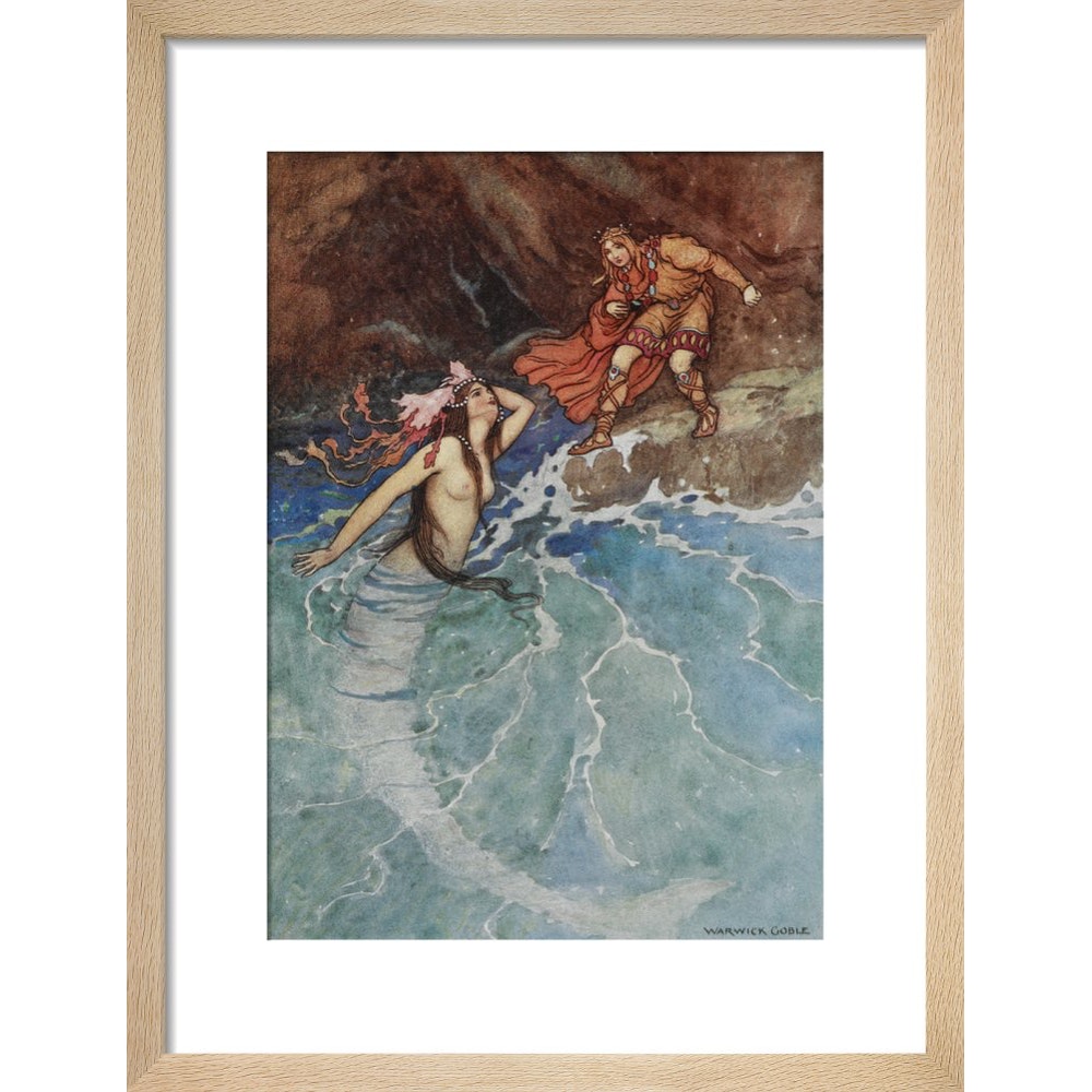 Mermaid print in natural frame