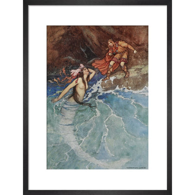 Mermaid print in black frame