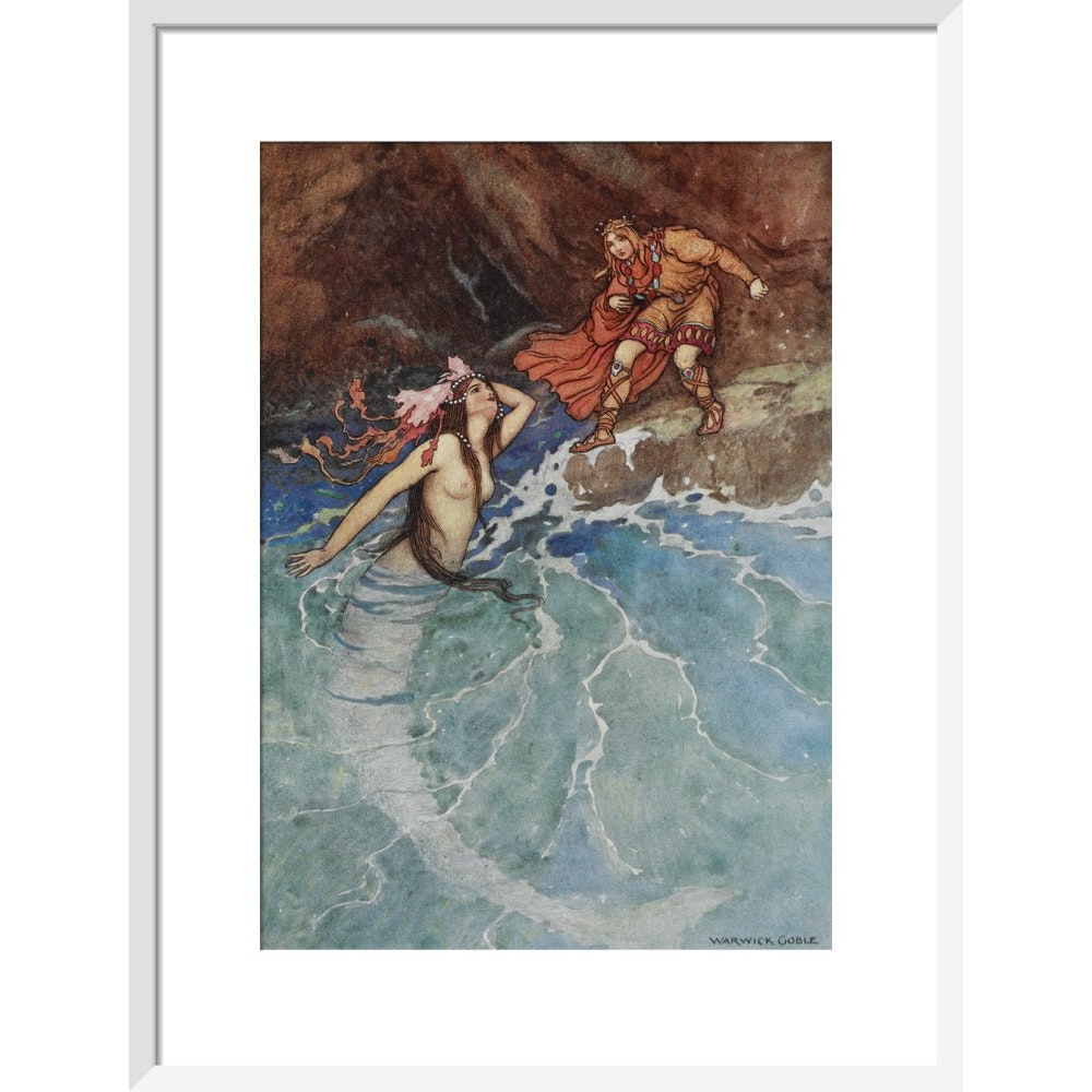 Mermaid print in white frame