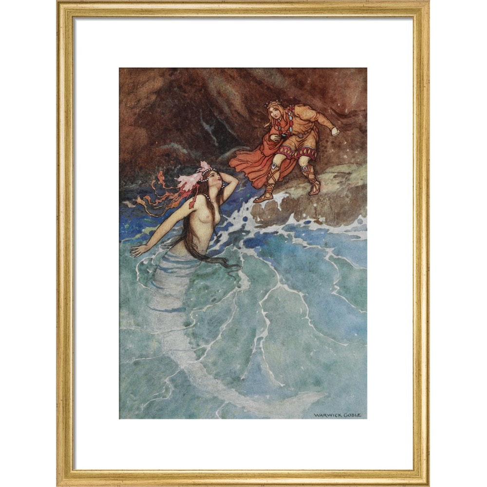 Mermaid print in gold frame