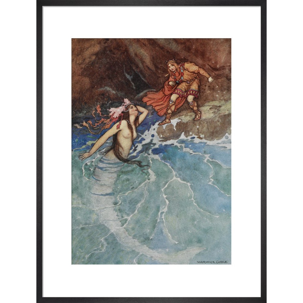 Mermaid print in black frame