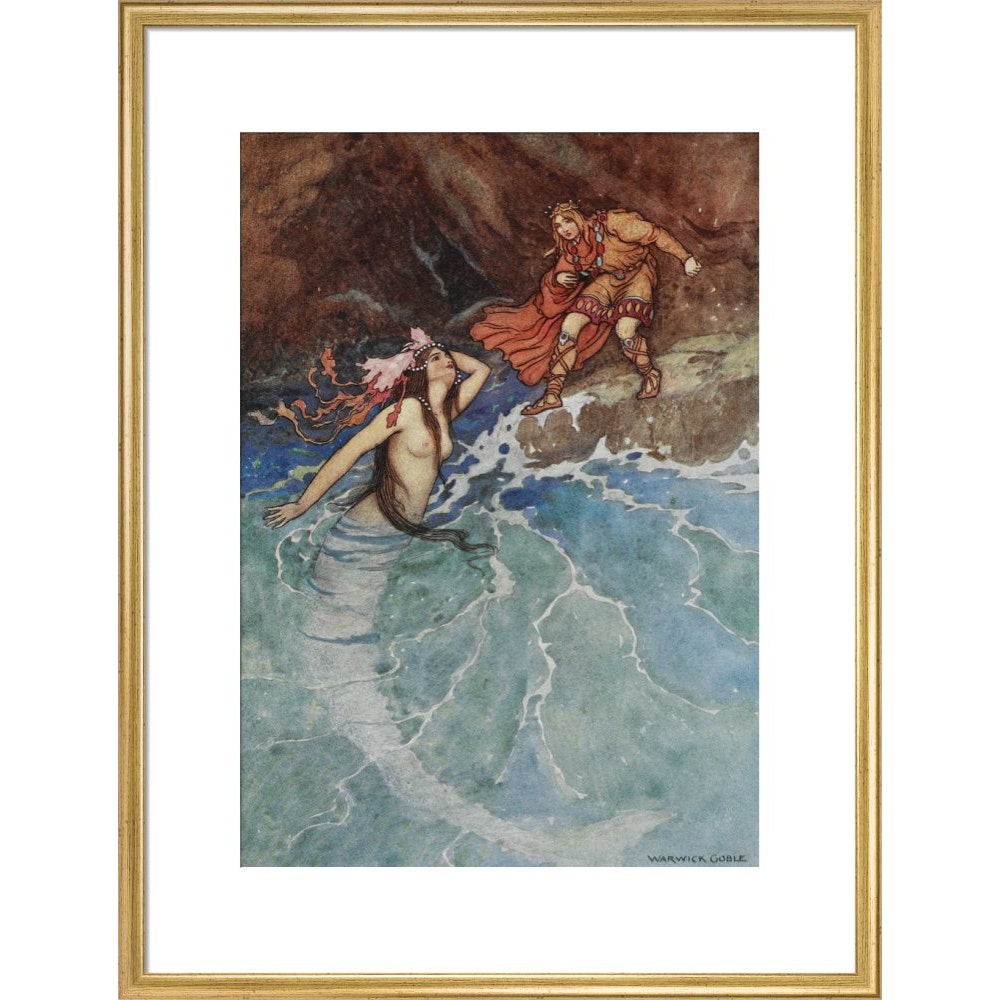 Mermaid print in gold frame
