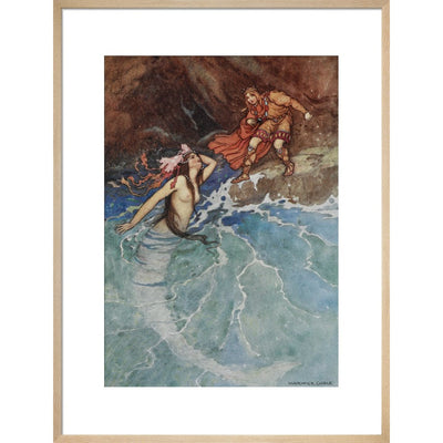 Mermaid print in natural frame