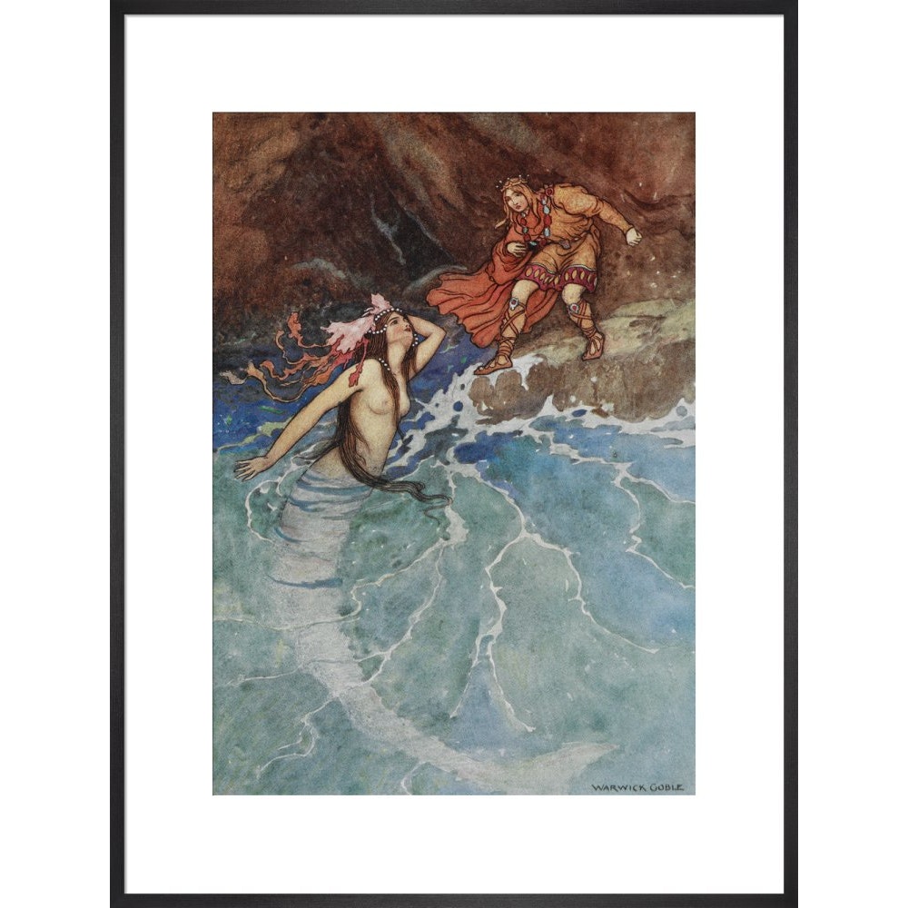 Mermaid print in black frame