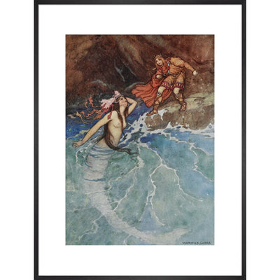 Mermaid print in black frame