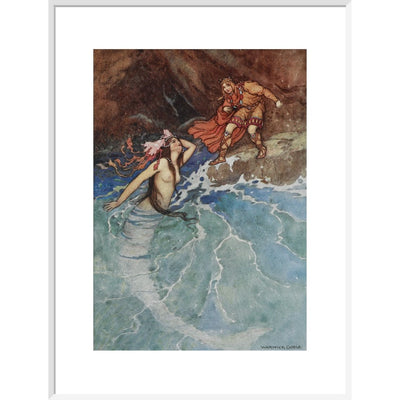 Mermaid print in white frame