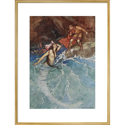 Mermaid print in gold frame