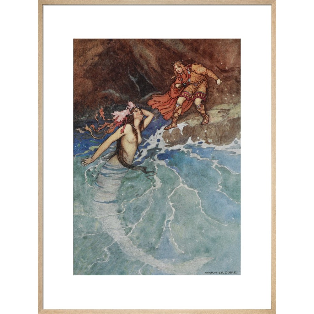 Mermaid print in natural frame