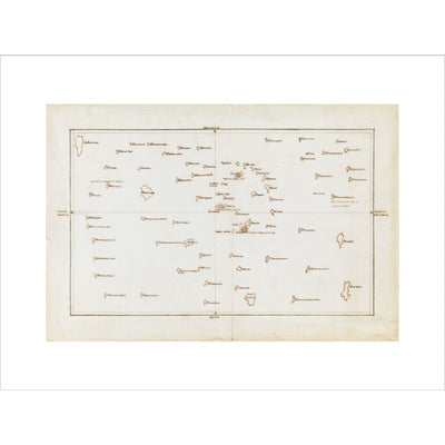 Chart of the Society Islands print unframed