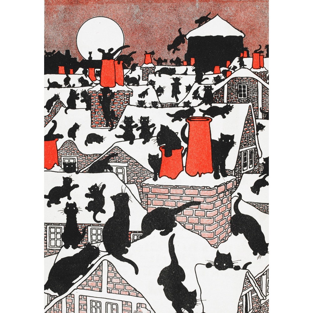 A black cat holiday print