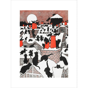 A black cat holiday print unframed