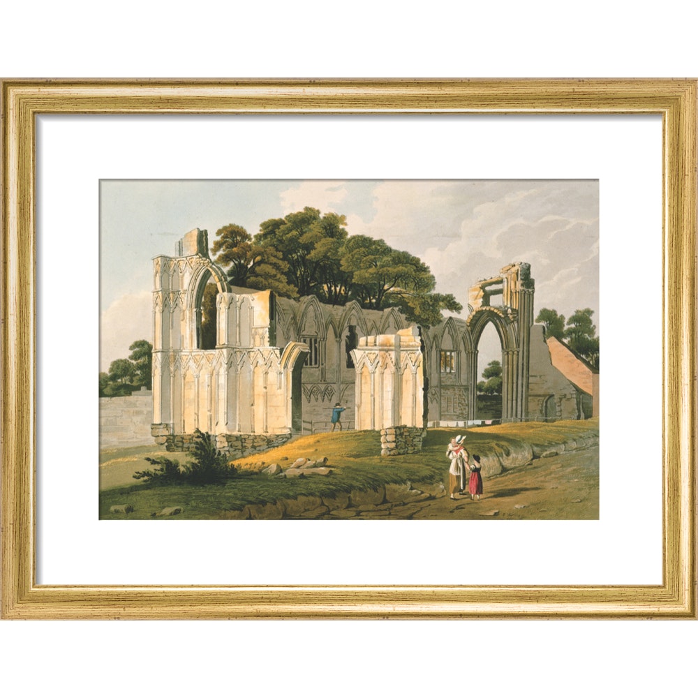 View of the Ruins of St Mary's Abbey print in gold frame