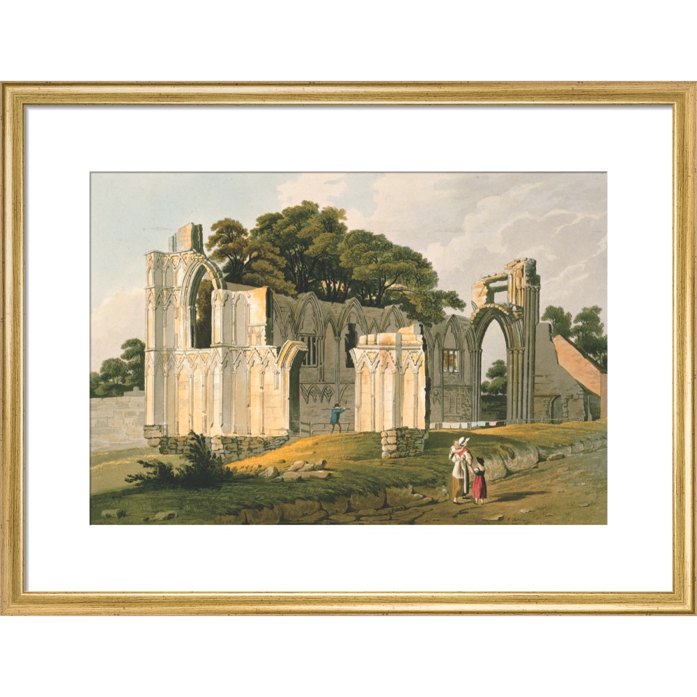 View of the Ruins of St Mary's Abbey print in gold frame